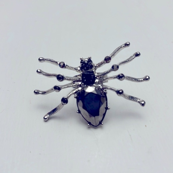 Vintage Black Widow Spider Rhinestone Adjustable Ring - Picture 1 of 5